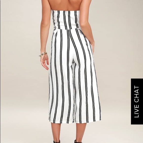 Lulu’s Margo Black and White Striped Midi Jumpsuit - Picture 4 of 7